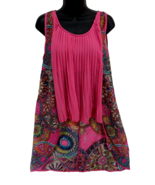 Dar Fure Woman&#39;s Size L Multicolor Sheer Silk Blend Hi-Lo Blouse Sleevel... - $15.57 CAD