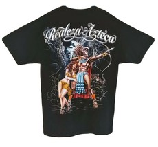 REALEZA AZTECA Mexican Graphic M T-Shirt Princess Warrior Eagle  - $18.49