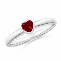 ANGARA Bezel-Set Solitaire Heart Ruby Promise Ring for Women in 14K Solid Gold - £737.76 GBP