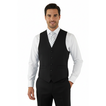 Mens RENOIR Vest Wool 140 Adjustable ,V-Neck two Pocket Full Lining 508-1 Black image 7