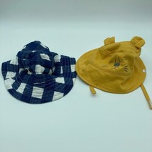 Lot 2 Mud Pie Baby Boy Bucket Hats Size 3 to 6 Mo Yellow Tiger Face Checked - £7.88 GBP