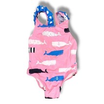 Hatley Swimsuit One Piece Girls Size 3 Nautical Pink Whales  - $12.95
