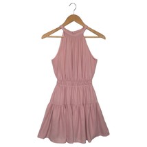 Japna Dress Womens XS Halter Cinch Waist Tiered Fit Flare Lined Girly Pink - $19.79