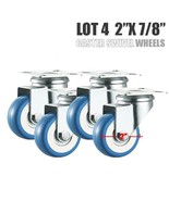 Heavy Duty Lot 4 2&quot; Swivel Caster Wheels Rubber Base with Top Plate &amp; Be... - £11.84 GBP