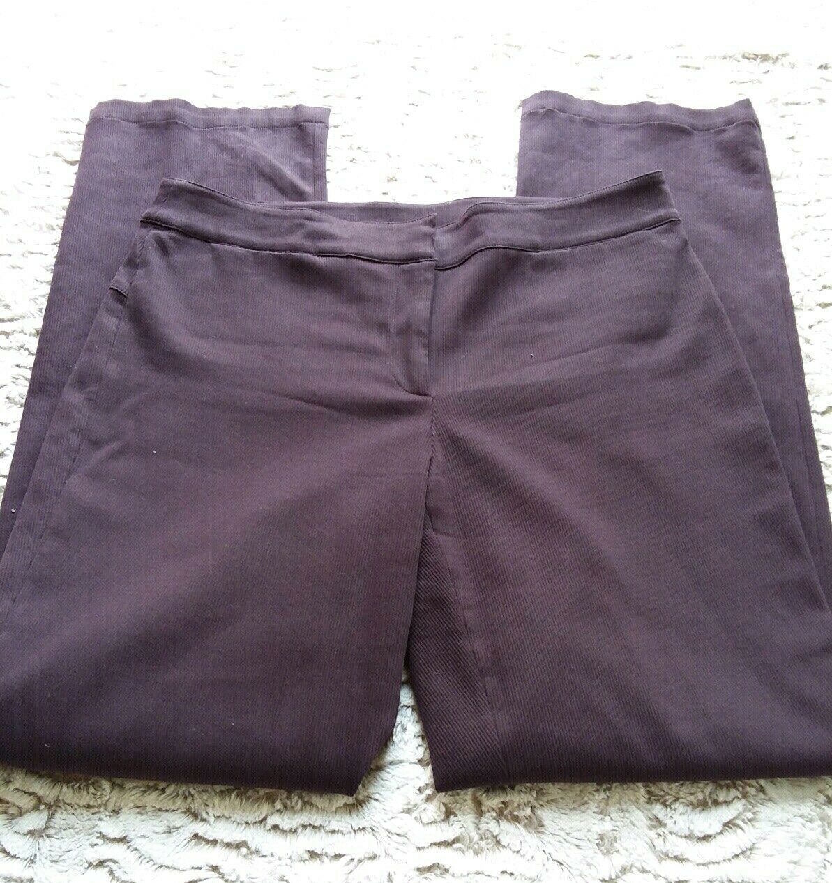 Primary image for Eileen Fisher Dress Pants Sz S Dark Purple Ribbed Stretch Flat Front Zip Closure