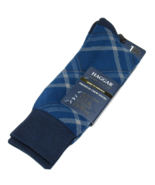 Haggar Premium Men&#39;s Dress Socks Tartan Plaid Pattern Navy Blue 10-13 - £6.27 GBP