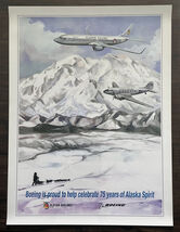 Alaska Airlines 75th Anniversary Poster 2007 Boeing 18x24 - $14.99