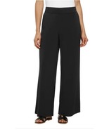 Three Dots Womens Pants Black Wide Leg Pull-On Pockets Flat Front Midweight - $51.95 CAD