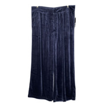 Juicy Couture Black Label Wide Leg Pants size Large Stretch Velour Cropped Blue - £23.51 GBP