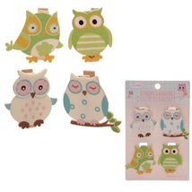 Set of 4 cute owl colourful wooden pegs - decorations memo holders - $3.18