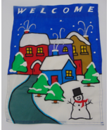 Christmas Season Winter Snowman Yard Garden Flag Nylon 16&quot; x 12&quot; Vertical - $13.55 CAD