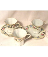Eggshell Porcelain Nippon Chocolate Cups 3 and 2 Saucers Pre WWII - £9.42 GBP