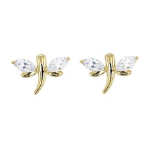 0.60Ct Marquise Simulated Diamond Dragonfly Stud Earrings 14k Yellow Gold Plated - £28.92 GBP