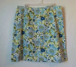Jaclyn Smith Women 16 Blue Floral Mini Skirt Stretch Cotton Zip Up NWoT ... - £10.85 GBP