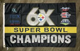 Pittsburgh Steelers 6x Super Bowl Championship Flag 3x5 ft Sports Banner... - $18.99