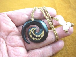 IBP-52 Maori Style Circle Of Life Fish Hook Aceh Bovine Horn Pendant Necklace - £14.61 GBP