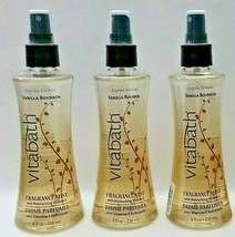 ( LOT 3 ) Vitabath Body Fragrance Mist VANILLA BOURBON Spray w/ Vitamins 8 oz Ea - £23.67 GBP