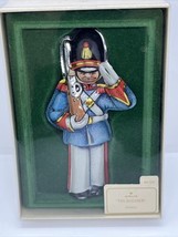 Vintage Hallmark Cards Tin Saluting Toy Soldier Christmas Ornament 1982 5&quot;T - £6.86 GBP