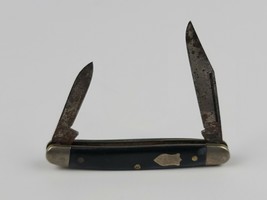 Vintage Schrade 2-blade black handle pocket knife small folding 2-3/4" length - $30.09