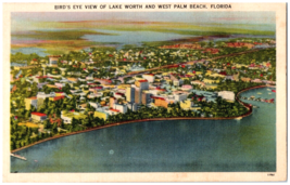 Postcard West Palm Beach, Florida, Lake Worth Bird&#39;s Eye View Hotels &amp; Shoreline - £5.35 GBP