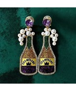 Champagne Large Bottle Statement Earrings with Imitation Pearls - €10,10 EUR