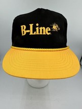 Vtg Trucker Hat B-Line Black Yellow Bee Strapback Rope Cap Rope - $16.39