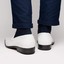 Fangio Classic Penny Loafer Genuine Ostrich Quill Shoes White image 8