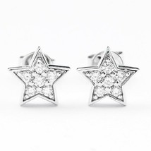 0.30 Ct Round Cut Simulated Diamond 14K White Gold Plated Star Stud Earrings - £22.16 GBP