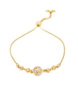 22ct Yellow Gold Diamond Cut Beaded Drawstring Bolo Bracelet - $1,028.00