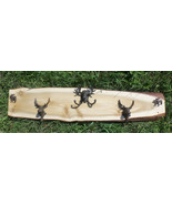Custom Handmade Rustic Cedar Wood Moose Coat Rack Cast Iron Hooks 42x9 F... - £233.67 GBP