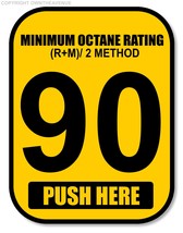 90 Octane Gas Pump Button Label Vinyl Sticker Gasoline Petrol Decal 2x2.... - £3.13 GBP