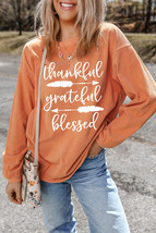 Orange thankful grateful blessed Arrow Graphic Corded Sweatshirt - $19.82