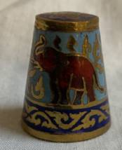 Vintage  Cloisonné Enamel Thimble Elephants - £10.07 GBP