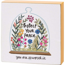 &quot;Protect Your Peace, You Are So Worth It&quot; Inspirational Block Sign - £7.80 GBP