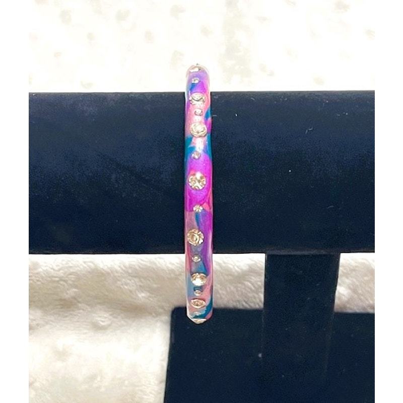 Vintage Multi Color Tie-Dye Bangle Bracelet w/Clear Crystal Accents Item image 4