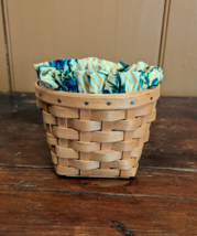 VTG 1999 Longaberger Small Half Round Hanging Wall Basket w Liner, Protector EC - £10.75 GBP