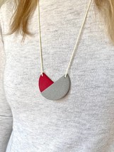 Glitter Silver Polymer Clay Necklace, Shiny Silver and Gold Geometric Shaped Nec - £14.34 GBP