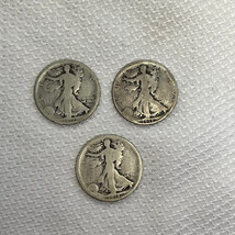 Lot of (3) 90% Silver Walking Liberty Half Dollar 1917, 1918 D, 1918 S - £47.92 GBP