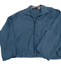 Evelyn and Arthur Summer Linen Jacket Woman&#39;s Zipper Closure Size L Dark Teal - £11.94 GBP