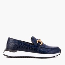 The Milan Navy Croc-Embossed Leather Women Sneaker image 2