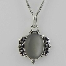 Solid 925 Sterling Silver Grey Moonstone Pendant Necklace Women PSV-2144 - £25.93 GBP+