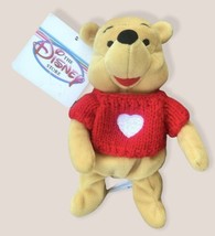Disney Store Winnie The Pooh W/ Red Sweater 8&quot; Beanie Bag Plush - £5.31 GBP