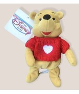 Disney Store Winnie The Pooh W/ Red Sweater 8&quot; Beanie Bag Plush - £5.35 GBP