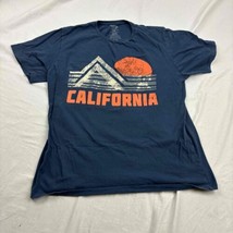 Mossimo Mens Graphic Print T-Shirt Blue Crew Neck Short Sleeve Californi... - $14.85