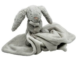 Jellycat London Baby Gray Bashful Bunny Rabbit Plush Security Blanket Lovey - $12.19