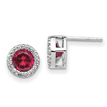 Cheryl M Silver  Brilliant-cut Lab Created Ruby and Brilliant-cut White CZ Round - £44.78 GBP