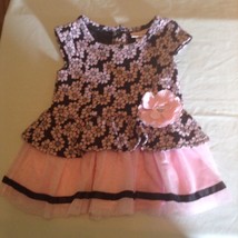 Mothers Day Size 2T Little Lass dress pink floral tiered black Girls - £12.03 GBP