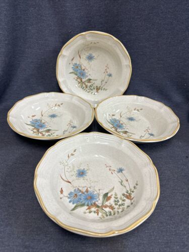 Primary image for Set of 4 Vintage Mikasa Blue Daisies Soup Cereal Bowls EB 804 EUC