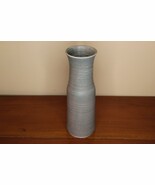 Studio Pottery Cylinder Flower Vase Signed Tony Swirl Light Gray Green - $655.35 MXN
