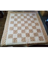 Handmade Quilt Vintage Fabrics 41x45 Lap Chair Baby Blanket White brown ... - £46.65 GBP